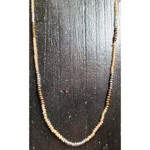 Vtg Multi Color Cold Beaded Necklace Multicolor Faceted Crystal Choker up to 20"